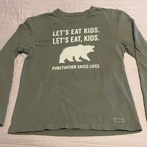 Life Is Good Olive Green Graphic Long Sleeve Shirt